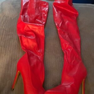 Fashion Nova Red Over-the-Knee Women's Boots